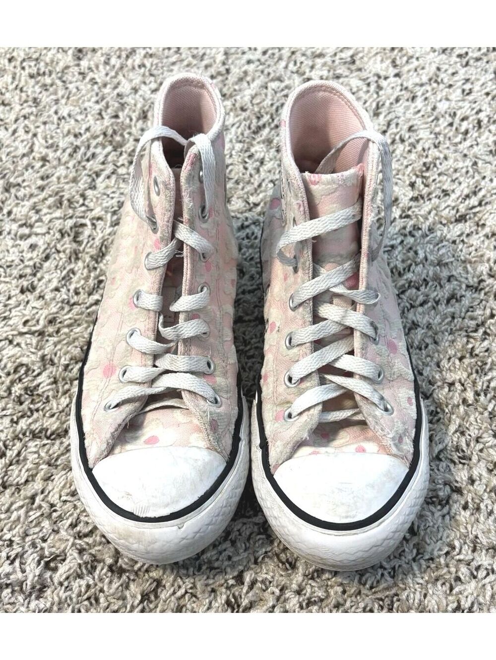Converse Floral High Top Sneakers Chuck Taylor All Star Youth 3 Pink School